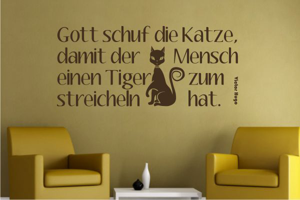 Wandtattoo-Gott-schuf-die-Katze-damit-der-Mensch_WT2247_by-SchablonenProfi